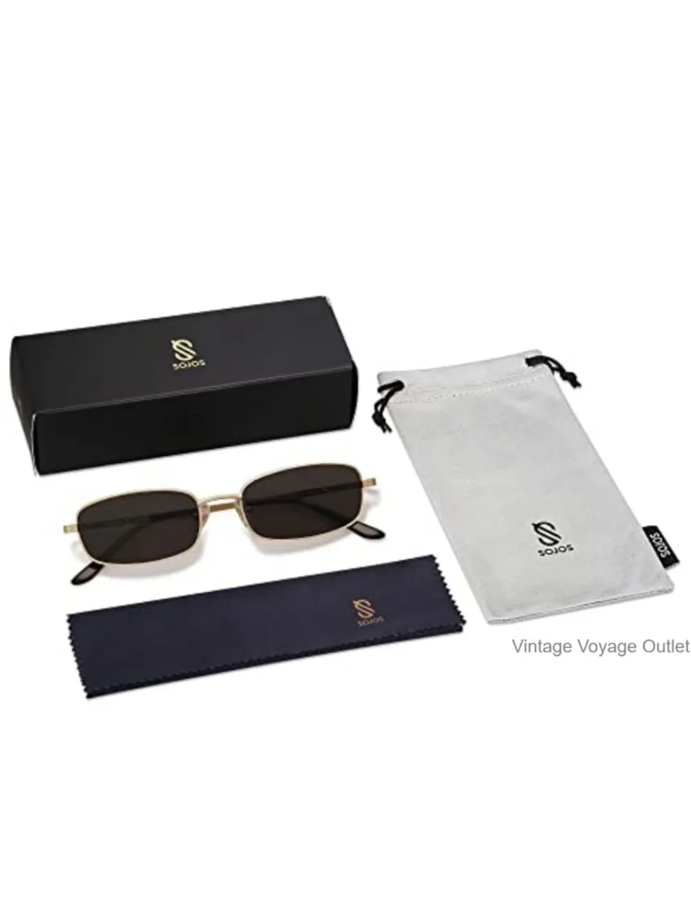 Trendy Thin Rectangle Metal Sunglasses UV400 Protection Y2K Retro